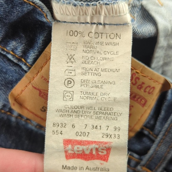 Levis 554 Jeans Mens 29x33 Blue Straight Leg Made In Australia Denim Vintage 90s - Picture 8 of 10